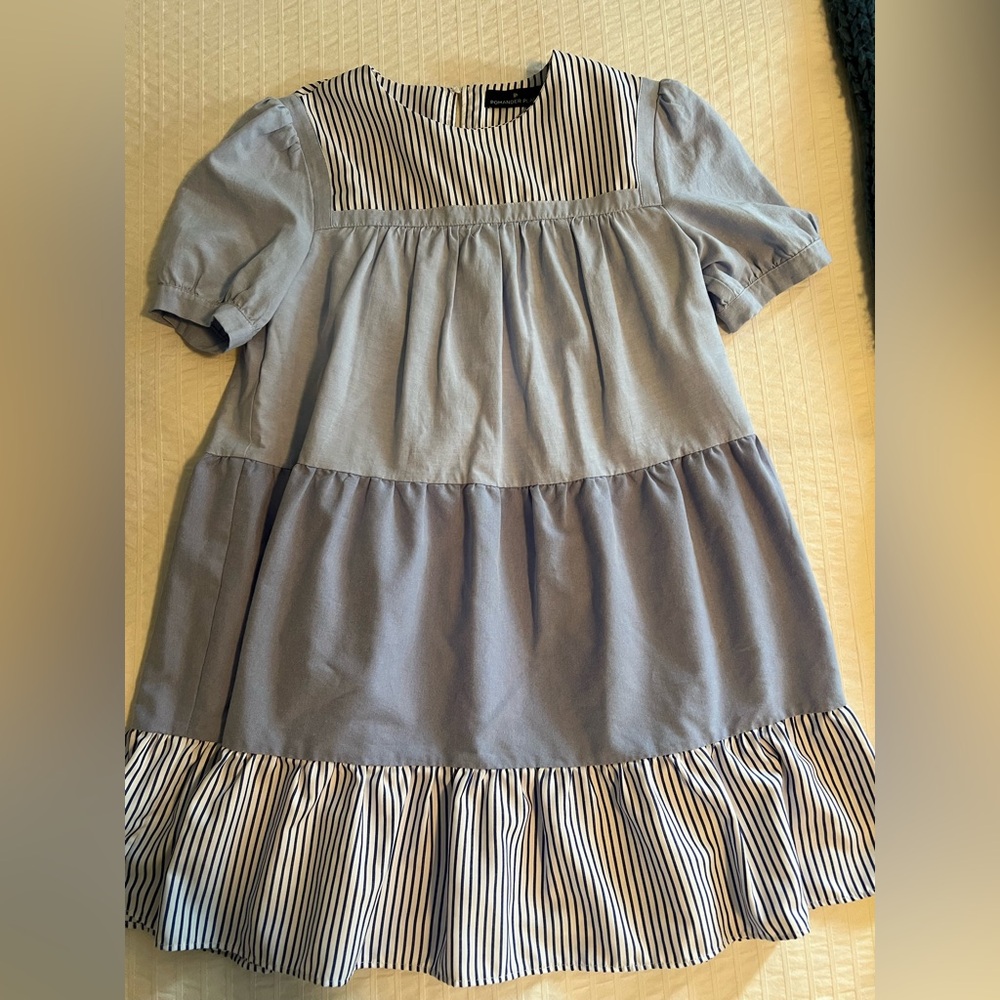 Pomander Place Blue and White Tiered Ruffled Sundress